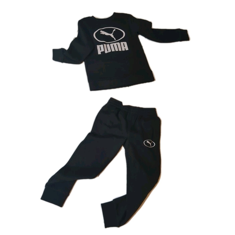 NWT Puma Kids' long-sleeve Fleece sweatshirt Crew neck & jogger pants set Size 6
